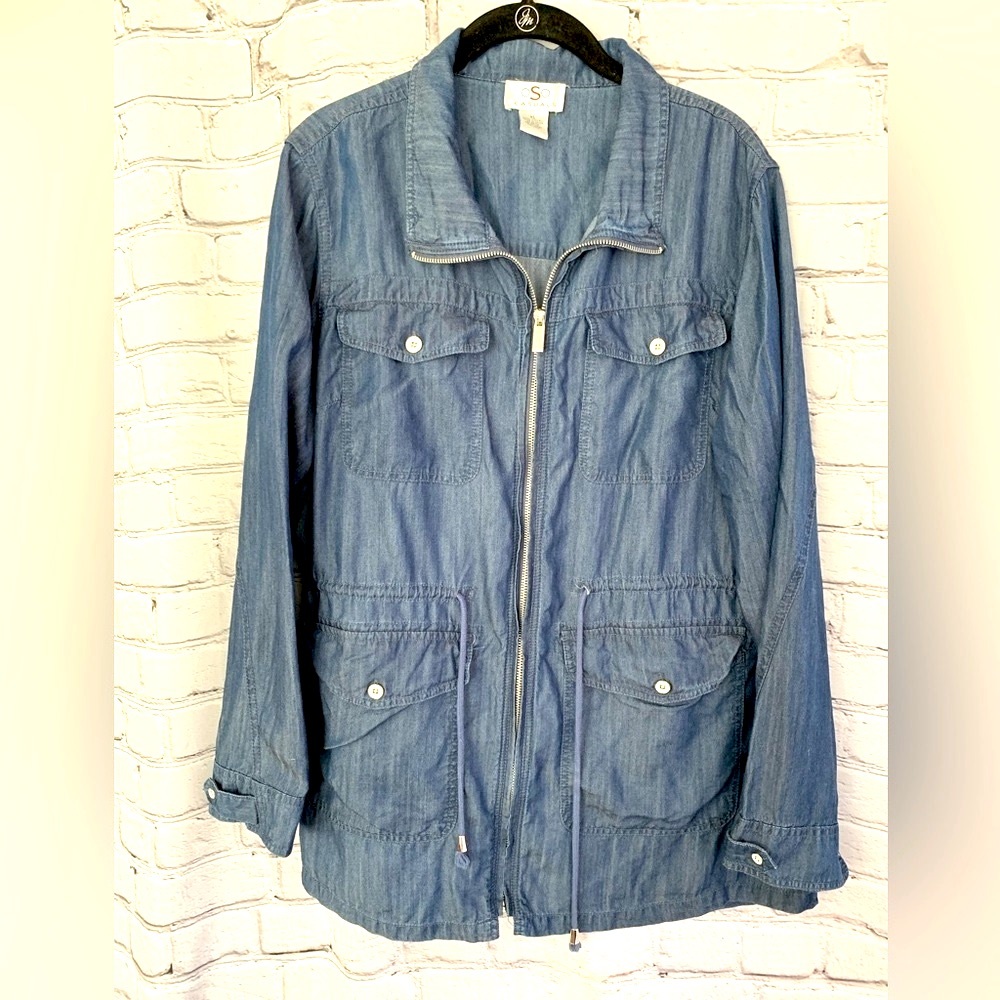 OSO Casuals Lightweight Cinch Waist Full Zip Utility Jacket XL